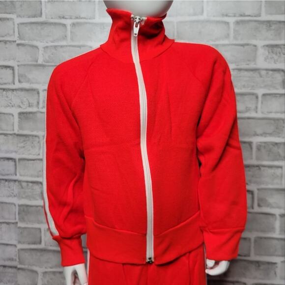 Vintage 80s Kids Red w/ White Stripe Tracksuit 2 Piece Set, Size Small 4/5 - Picture 6 of 8